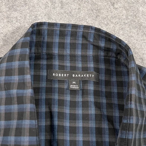Robert Barakett Blue Black‎ Plaid Conrad Sport Button Up Shirt Men's Size Medium - Picture 2 of 6